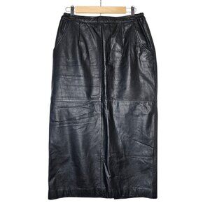 Black Leather Midi Skirt